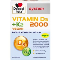 Doppelherz System Vitamin D3 2000 + K2 Vegan Tabletten