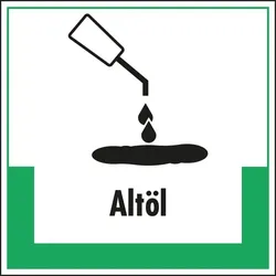 Schild I Abfallkennzeichen Altöl, mit Symbol und Text, Kunststoff, 200x200mm