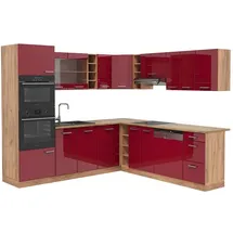 Vicco Winkelküche R-Line L-Form 247 cm Bordeaux Hochglanz
