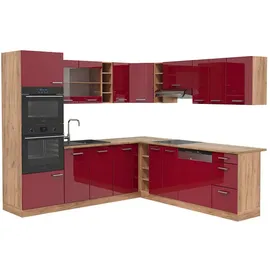 Vicco Winkelküche R-Line L-Form 247 cm Bordeaux Hochglanz