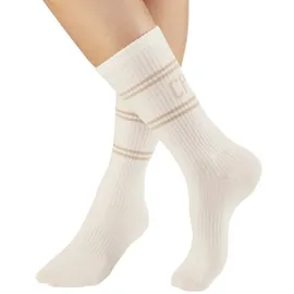 Copenhagen Studios Langsocken 2er Pack Weiß/Taupe 43-46