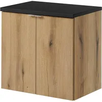 [en.casa] Waschtischunterschrank Skelbolu 60x60x40cm Eicheoptik/Schwarz