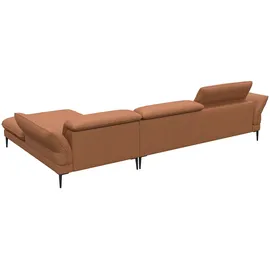 flexlux Ecksofa FLEXLUX "Salino, Funktionssofa mit Recamiere, Relaxsofa, Ecksofa", braun (modern cognac braun), B:340cm H:88cm T:182cm, Sofas, Ecksofa, Sofa mit Arm- und Kopfteil-Verstellungen, Kaltschaum & Stahl-Wellen