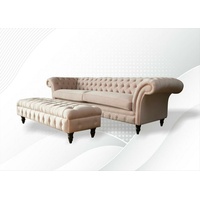 JVmoebel Chesterfield-Sofa Hellrosa Chesterfield 4-Sitzer Viersitzer Wohnzimmermöbel Neu, Made in Europe beige