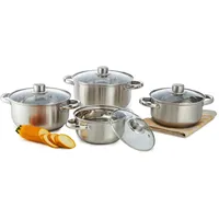 Edelstahl Kochtopfset 8-tlg. Topfset Induktion 4 + 4 Glasdeckel Spülmaschine