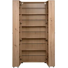 Finori Schuhschrank Eiche Artisan, Kunststoff, 12 Fächer, 74x181.5x34 cm, stehend, Garderobe, Schuhaufbewahrung, Schuhschränke