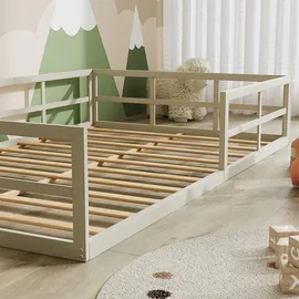 VitaliSpa Kinderbett Minno 205 x 125 cm Metall grau/beige