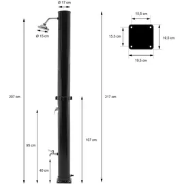 ECD Germany Solardusche Schwarz 217 cm