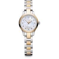 Victorinox Damen-Uhr Alliance XS, Damen-Armbanduhr, analog, Quarz, Wasserdicht bis 100 m, Gehäuse-Ø 28 mm, Armband 12 mm, 67 g, Weiß/Silber/Roségold