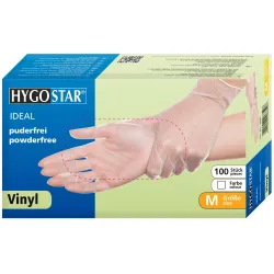 Hygostar® Einweghandschuhe Vinyl IDEAL, puderfrei, transparent 2686 , 1 Packung = 100 Stück, Größe S