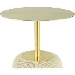 Beistelltisch KAYOOM "Jokai 325, Eisengestell, PU-Stoffbezug, praktische Ablagefläche", beige (creme, creme, gold), B:40cm H:55cm T:40cm, 100% Eisen, 100% PU, 100% MDF, Tische, elegant, feste Konstruktion, pflegeleicht, pflegeleicht