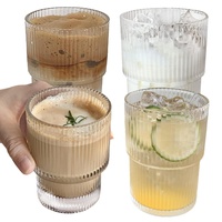 Klarer Kaffeegläser Latte Macchiato Gläser Vertikale Streifen Design Trinkgläser Hitzebeständiges Kaffeeglas/Teeglas, Perfekt Für Latte, Cappuccino, Getränke