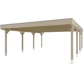 SKANHOLZ Carport Grunewald 6,22 x 7,96 m unbehandelt mit Aluminiumdach