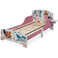 Relaxdays Kinderbett Superheldin mit Ablage - Rosa