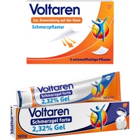 Voltaren Schmerzlinderungs-Duo: Schmerzgel forte 23,2 mg/g (180g) & Schmerzpflaster mit Diclofenac (5 Stk.) für Rücken-, Muskel- & Gelenkschmerzen