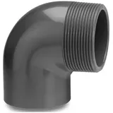 Mega Group Mega Winkel 90° Pvc-u 32 Mm X 1 Zoll Klebemuffe X Außengewinde 10 Bar, Grau