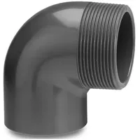 Mega Group Mega Winkel 90° Pvc-u 32 Mm X 1 Zoll Klebemuffe X Außengewinde 10 Bar, Grau
