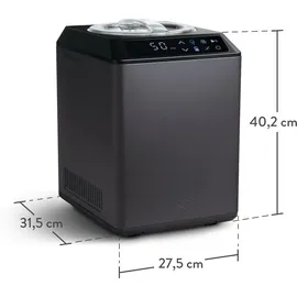 Springlane Eismaschine & Joghurtbereiter Erika 2,5 L mit selbstkühlendem Kompressor 250 W, Eiscrememaschine aus Edelstahl mit Kühl- und Heizfunkt... - Grau