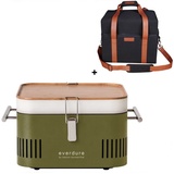 everdure Holzkohlegrill Cube Farbe Khaki tragbar inkl. Transporttasche