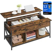 VASAGLE Couchtisch vintagebraun-schwarz Holz 60 x 120 cm