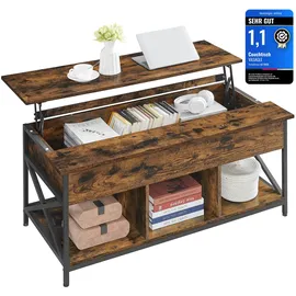 VASAGLE Couchtisch vintagebraun-schwarz Holz 60 x 120 cm
