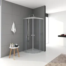 Marwell Chrystal Round Runddusche mit Schiebetür 90 x 90 cm grau/silber ESG Duschwanne