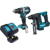 Makita Makita, Bohrmaschine + Akkuschrauber, DLX 2278 SA1 Akku Kombo Kit + DHP 484 Schlagbohrschrauber 54 Nm + DHR 171 Bohrhammer 1,2 J + (Akkubetrieb)