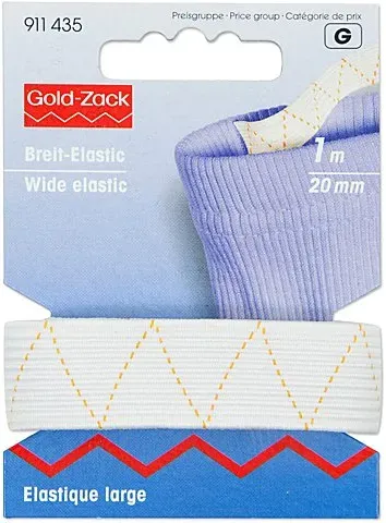 Prym Gold-Zack Gummiband “Breit-Elastic”, Breite: 20 mm, Länge: 1 m