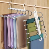 GUHAOOL 6 in 1 Hosenbügel Platzsparend, 2 Stück rutschfeste Magische Hosenbügel, Faltbar Multifunktional Hosenhalter mit Fest Haken, Closet Organizer für Hosen,Schals,Jeans,Kleidung,Handtücher(Weiß)