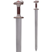 Battle-Merchant Vendelzeit-Schwert mit Scheide | Mittelalter Breitschwert 7. / 8. Jahrhundert | Deko Waffe Ritterschwert | Wikinger Schwert aus Kohlenstoffstahl mit Messingheft, verzinnt