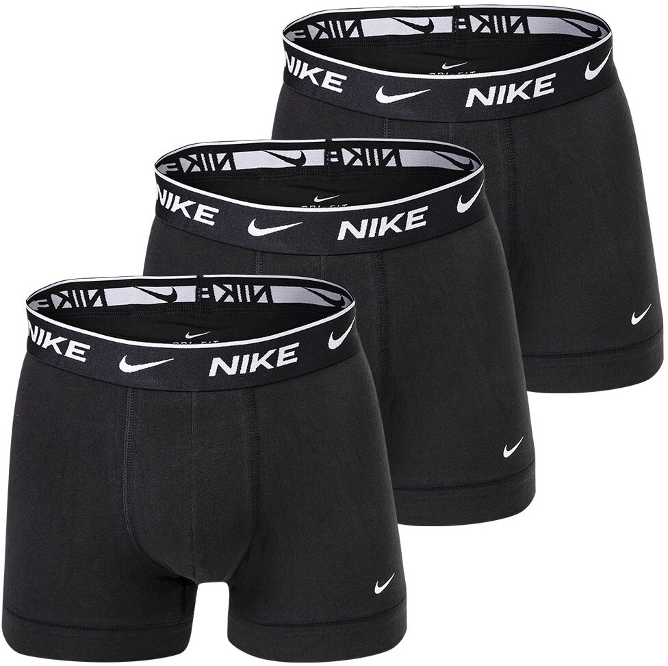 NIKE Herren Boxer Shorts, 3er Pack - Trunks, Logobund, Cotton Stretch Schwarz XL
