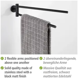 Wenko Handtuchhalter Bosio 2-armig inkl. Kleber, Schwarz matt, - Mehrfarbig >3 Farben