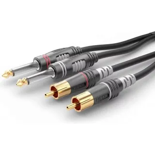 SOMMER CABLE HBA-62C2-0030 Klinke / Cinch Audio Anschlusskabel [2x Klinkenstecker 6.3 mm (mono) - 2x Cinch-Stecker] 0.30m Schwarz