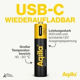 aqiila AAA USB-C® Akku Li-Ion 600 mAh 1.5 V 4 Stück,