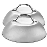 Intirilife 2x Schmelzkuppel Schmelzglocke in Silber - Zum besseren Braten von Fleisch Dämpfen von Gemüse und Schmelzen von Käse