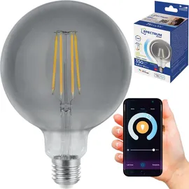 Ichona Spectrum LED Smart Leuchtmittel Globe G125 4,9W E27 Rauchglas 350lm 4000-6500K CCT Dimmbar App Google Alexa