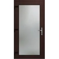 Kunststoff Nebeneingangstür "EMILY-Q" Extra Sicher 71 mm Vollglas Mahagoni holzähnlich beidseitig außen öffnend DIN links