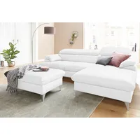 Cotta Polstergarnitur »Caluso«, (2 tlg.), Set: bestehend aus Ecksofa, Hocker, Ecksofa inkl. Kopfteilverstellung weiß