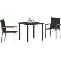 VidaXL Garten Essgruppe 3 pcs Schwarz Textilene und Stahl