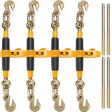 Vevor Ratschen-Kettenbinder, 3/8"-1/2" Hochleistungs-Lastbinder, mit G80-Haken, sichere Traglastgrenze von 12000 lbs, arbeitssparender Anti-Rutsch-Griff, Spannkettenbinder für Tieflader-LKW-Anhänger,