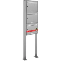 AL Briefkastensysteme 3er Standbriefkasten Edelstahl Silber