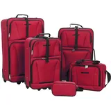 CLALER Trolley Kofferset Travelite 5 Teilig, Weichschale Koffer Reisekoffer Reisetasche Set, Rot