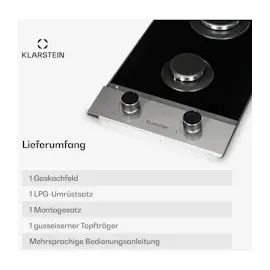 Klarstein Alchemist Domino Gaskochfeld 2-flammig Glaskeramik