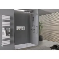 Bernstein Nischendusche mit Schiebetür Soft-Close DX906 FLEX Chrom - 8 mm Nano Echtglas - Breite wählbar, Breite:1100mm