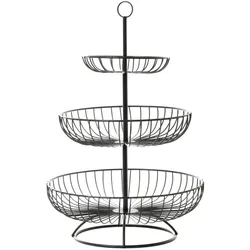 Korb 3 Etagen rund - Schwarz Rund Metall Amadeus 30x30 cm
