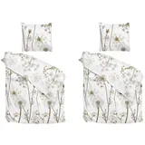 Heckett and Lane Bettwäsche 2er Set WILLA, 135 x 200 cm - Weiß - Beige - Baumwolle - mit Reißverschluss - 2er Set