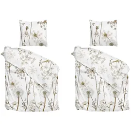 Heckett and Lane Bettwäsche 2er Set WILLA, 135 x 200 cm - Weiß - Beige - Baumwolle - mit Reißverschluss - 2er Set