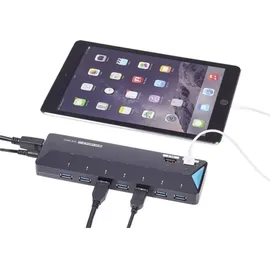 Renkforce RF-3806034 USB-Hub 7 Port USB-A USB 3.0 5 GBit/s mit Schnellladeport, mit Status-LEDs Schwarz