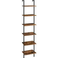 Leiterregal 6stöckig 39 x 24 x 200,5 cm Dunkelbraun Schwarz
