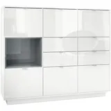 Vladon Highboard 153 x 123 x 37 cm Grau Hochglanz